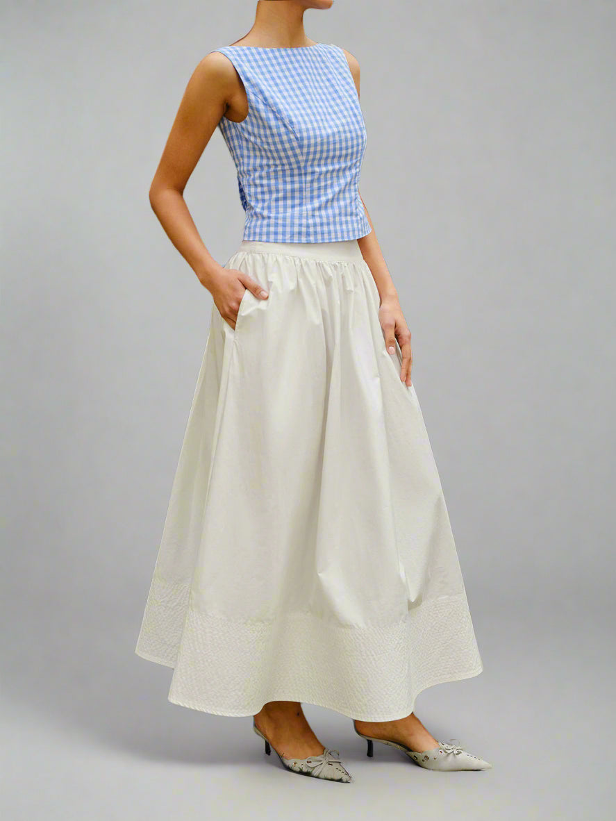 Witte Uitlopende Maxi-Rok