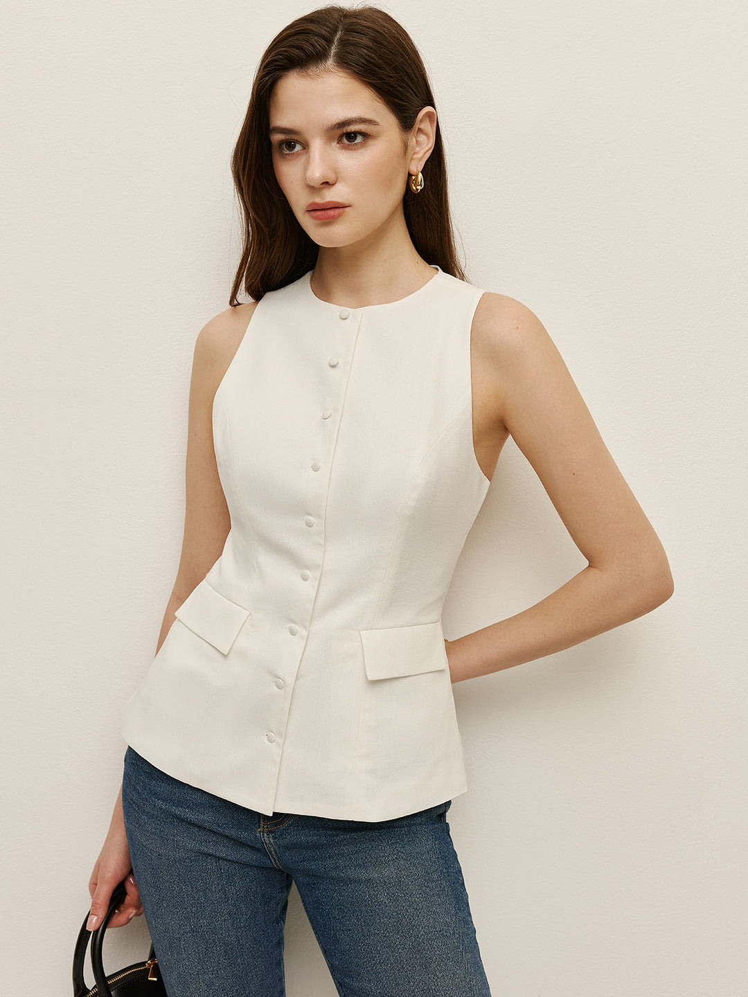 Mouwloos vest met knoopsluiting
