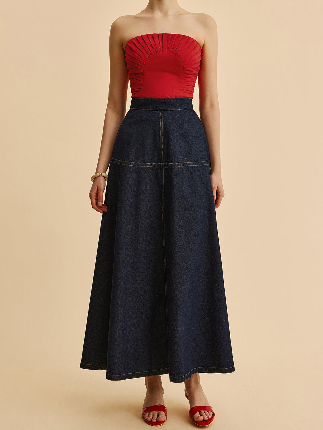 Donkerblauwe Denim Maxi-Rok