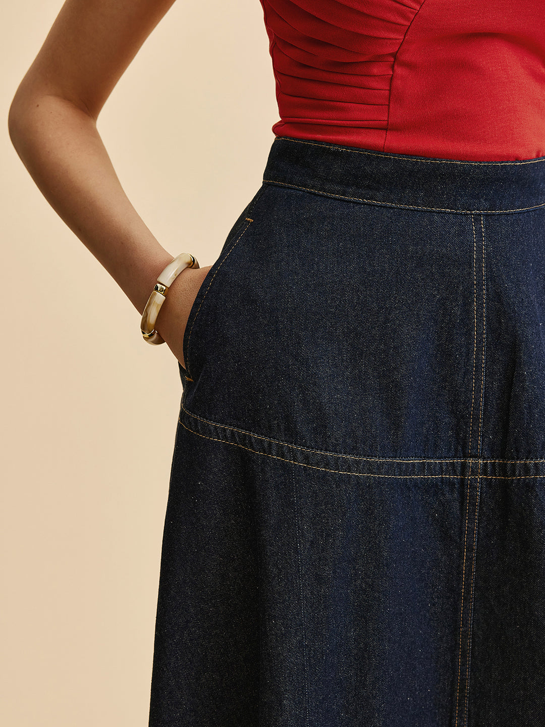 Donkerblauwe Denim Maxi-Rok