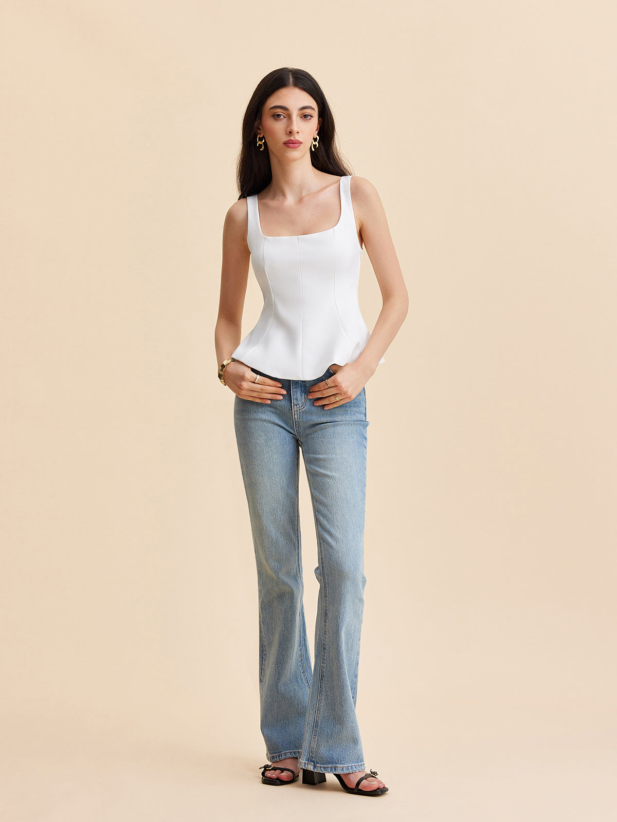 Elegante witte peplum top
