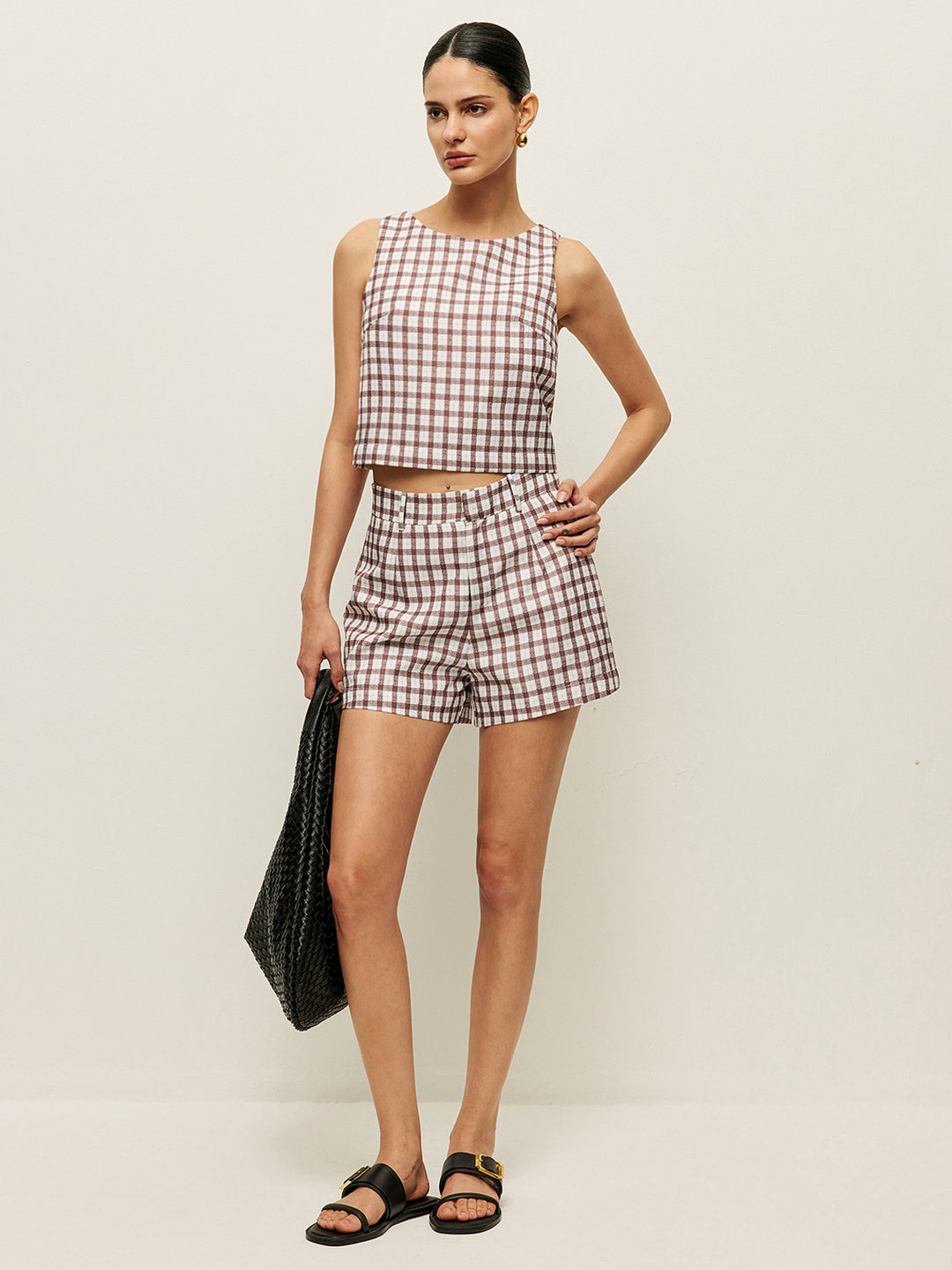 Geruite set met top en short