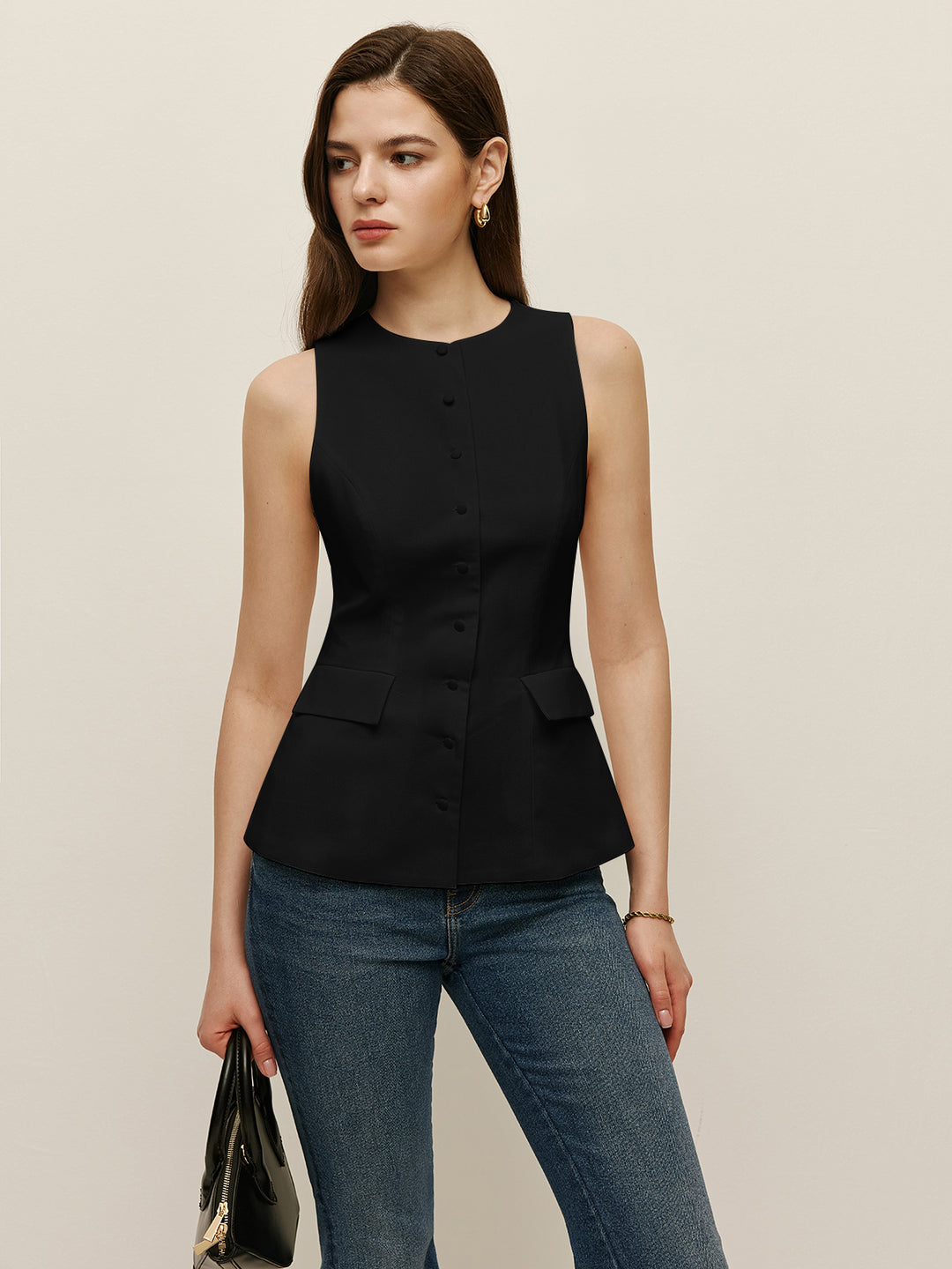 Mouwloos vest met knoopsluiting