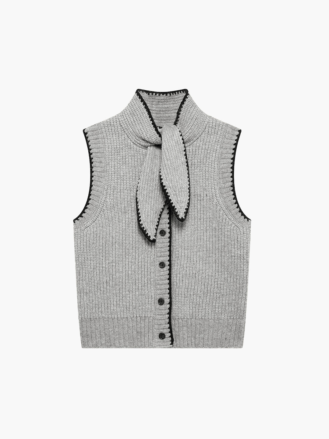 Gebreid vest met strikkraag en knoopdetails
