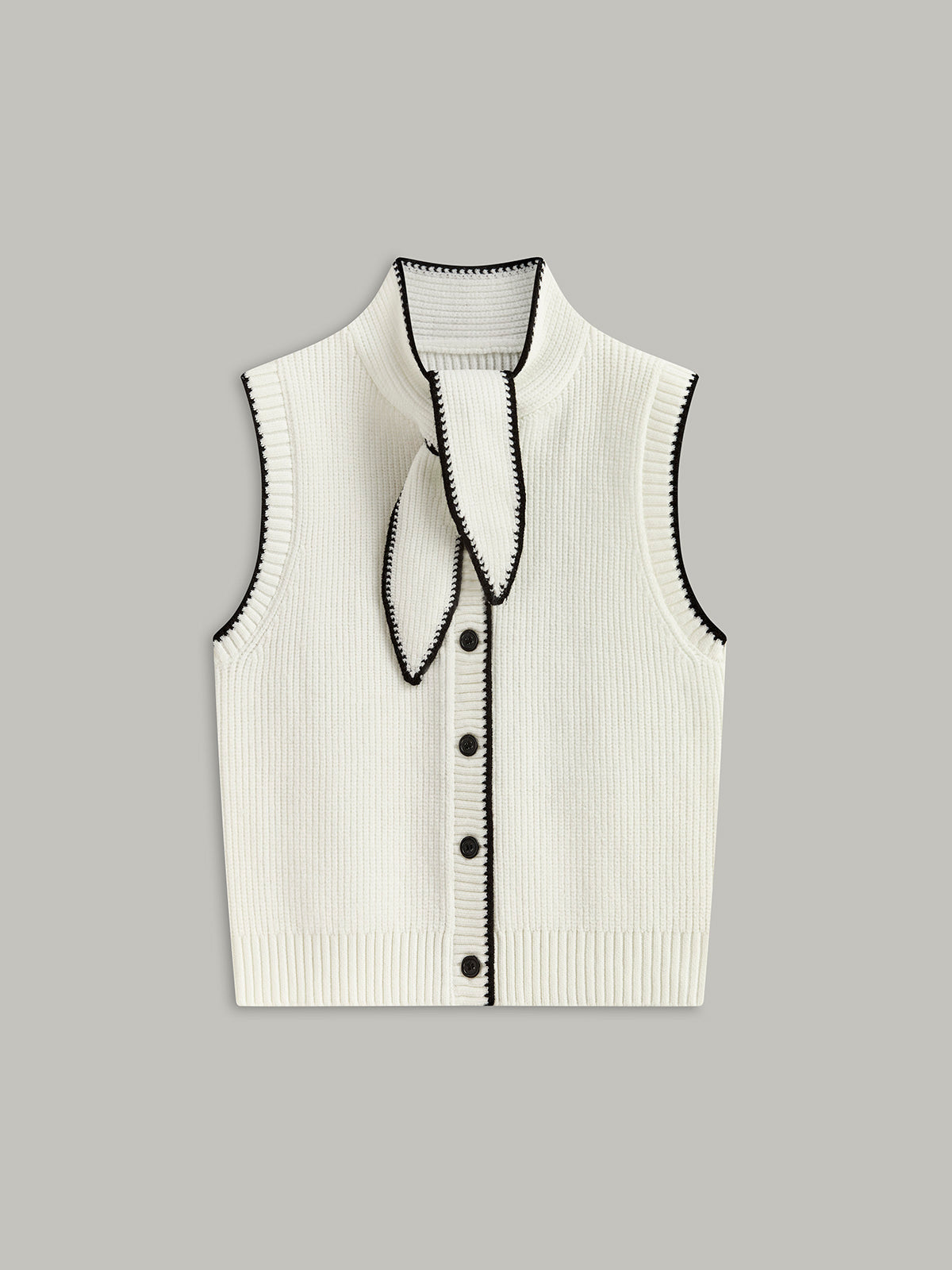Gebreid vest met strikkraag en knoopdetails
