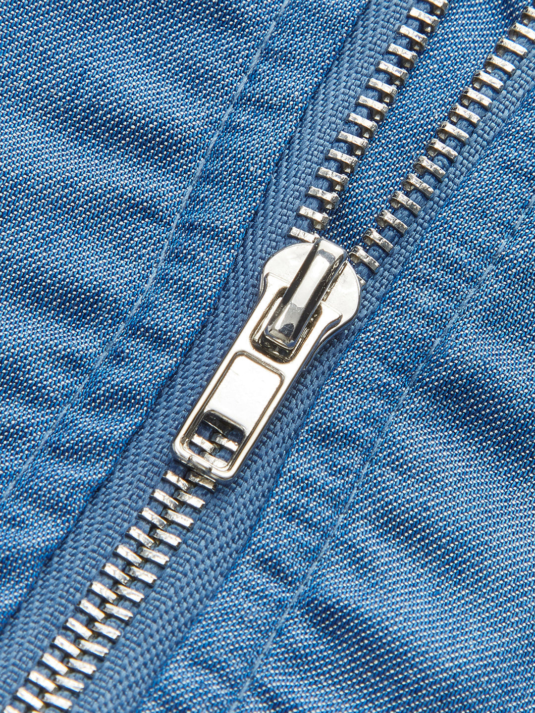 Blauwe denim haltertop met ruches
