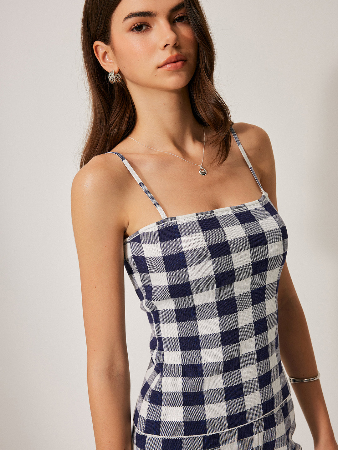 Geruite set in blauw en wit