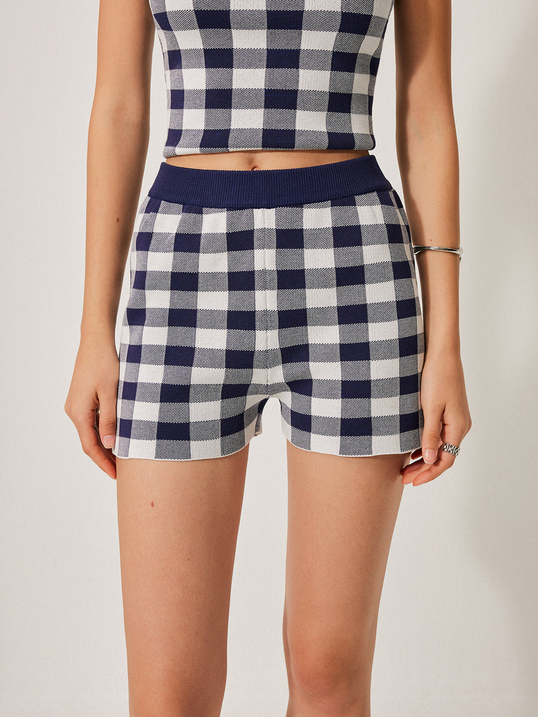 Geruite set in blauw en wit