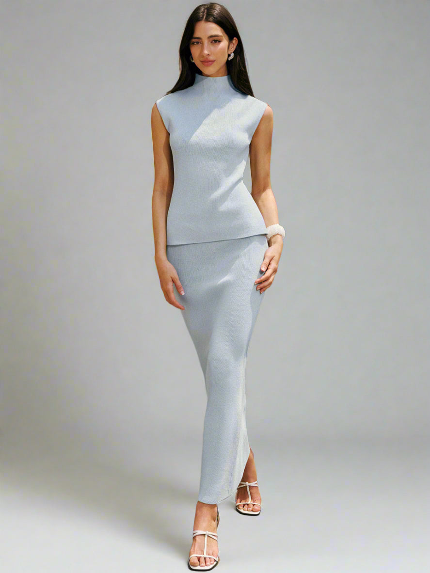 Lichtblauwe Elegance Maxi-Rok