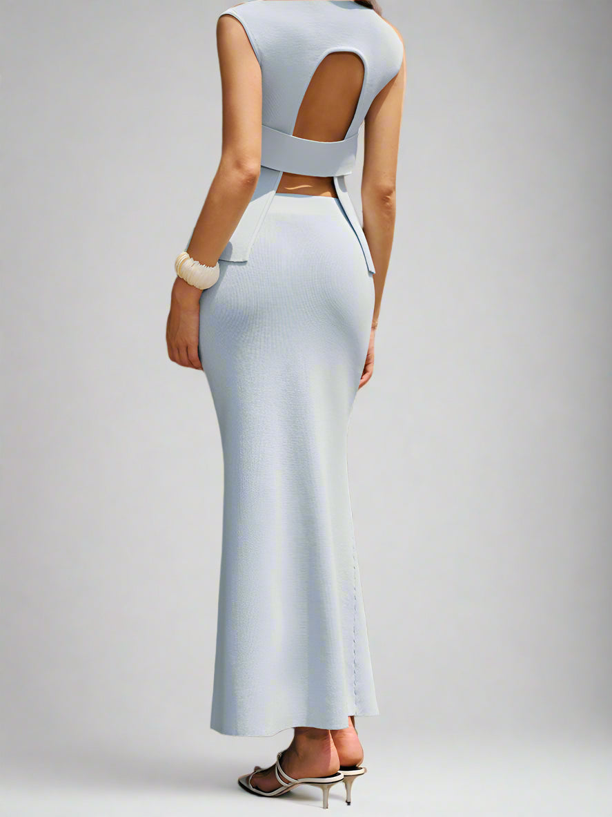 Lichtblauwe Elegance Maxi-Rok