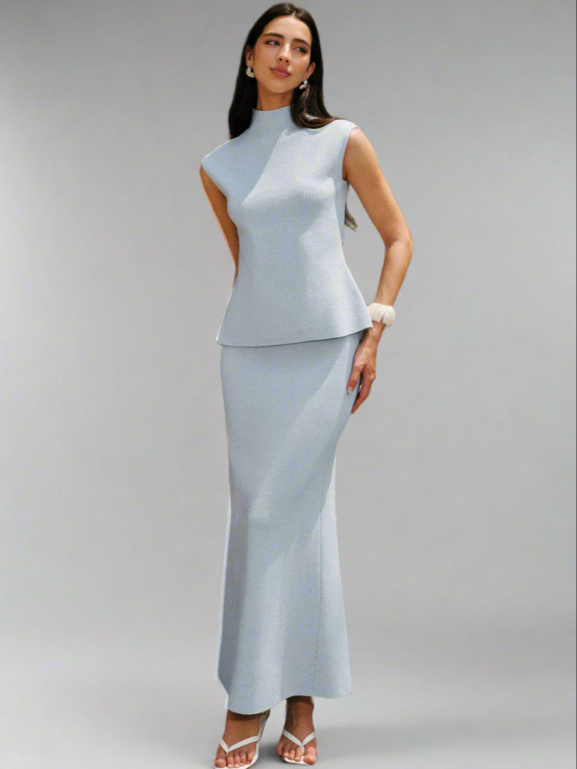 Lichtblauwe Elegance Maxi-Rok