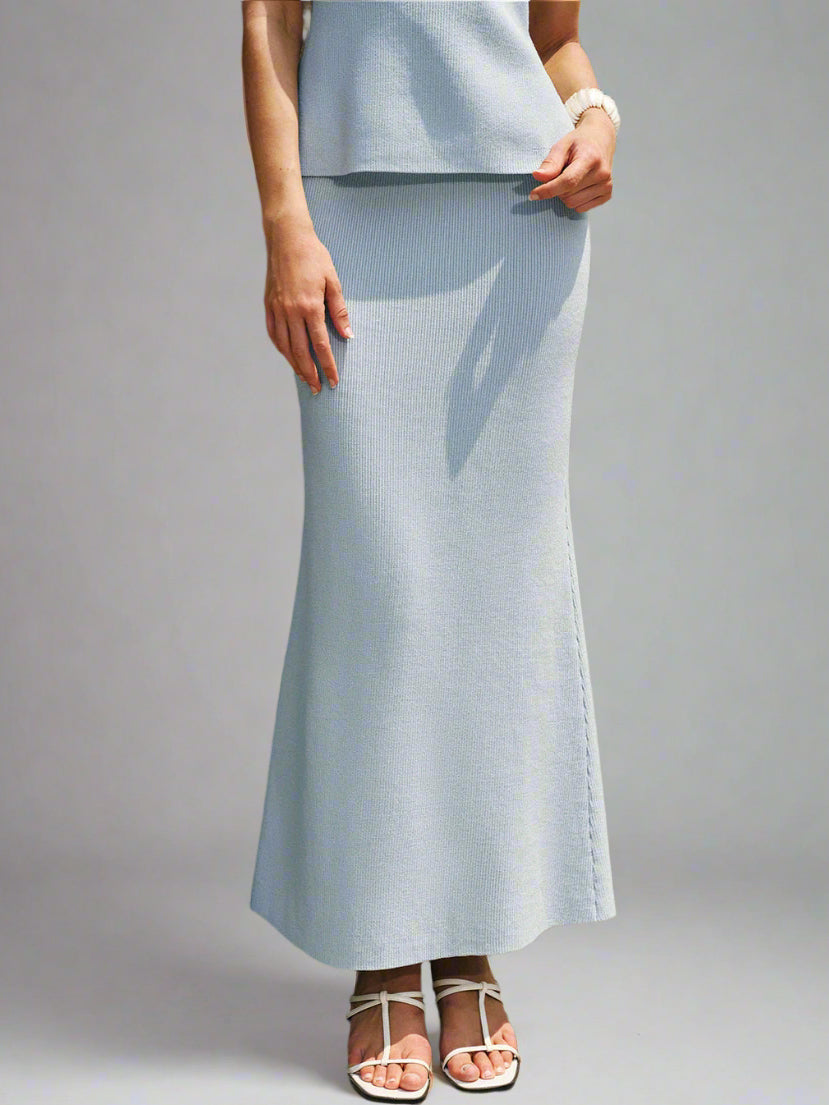 Lichtblauwe Elegance Maxi-Rok