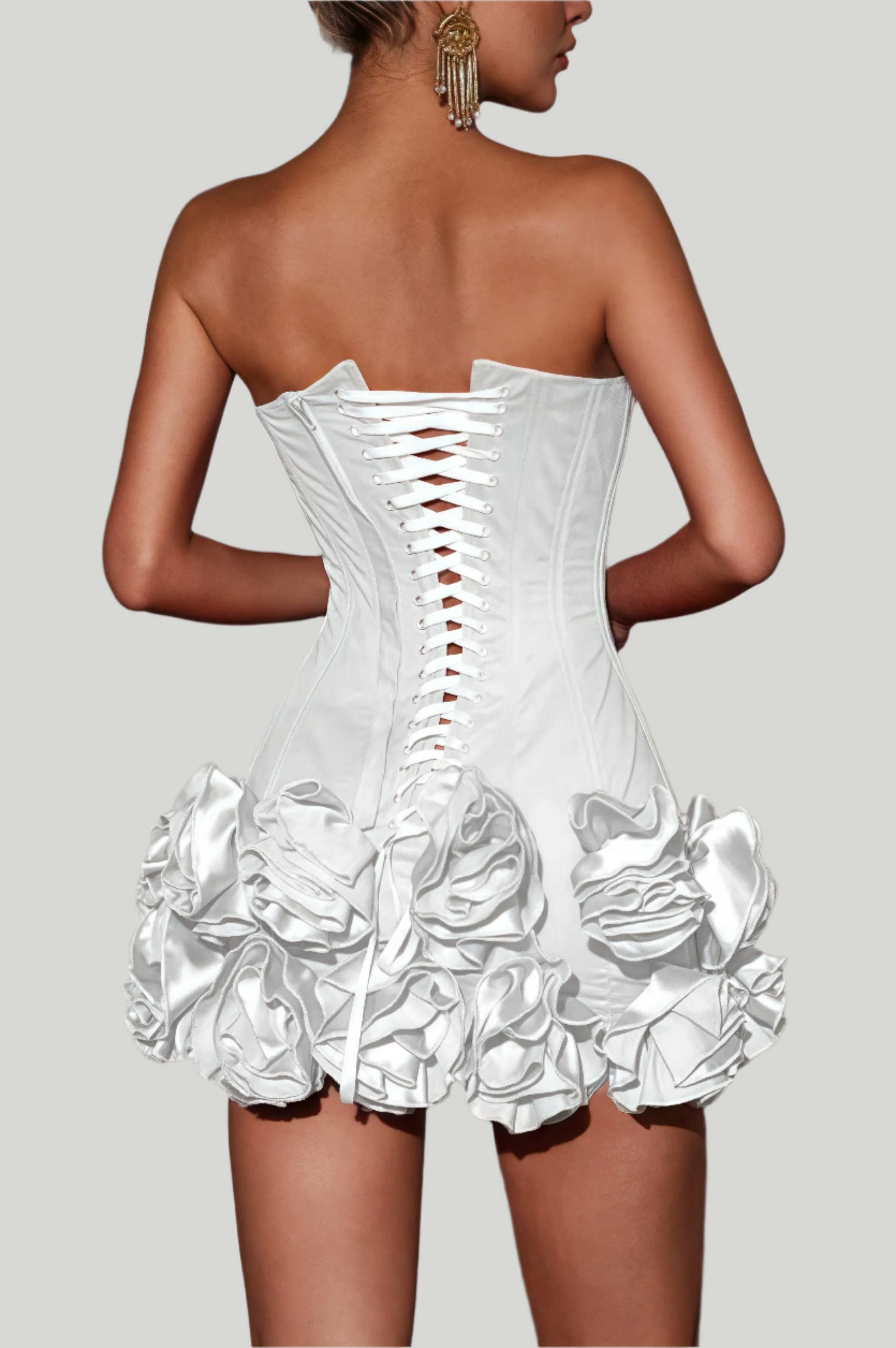 Strapless mini-jurk met ruche rok