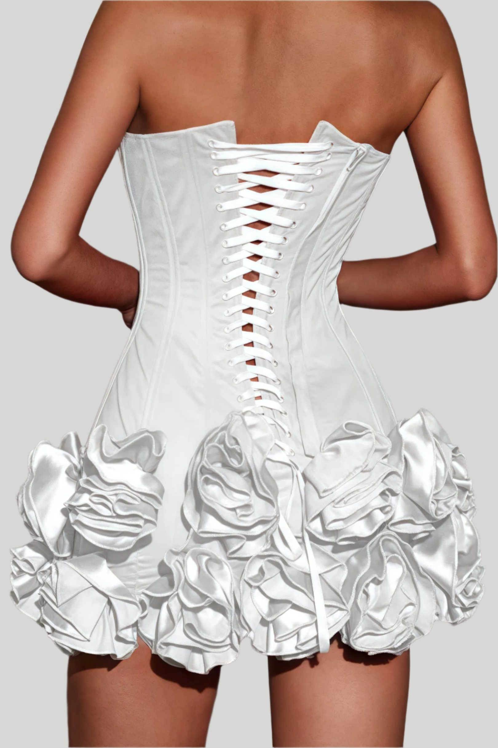 Strapless mini-jurk met ruche rok