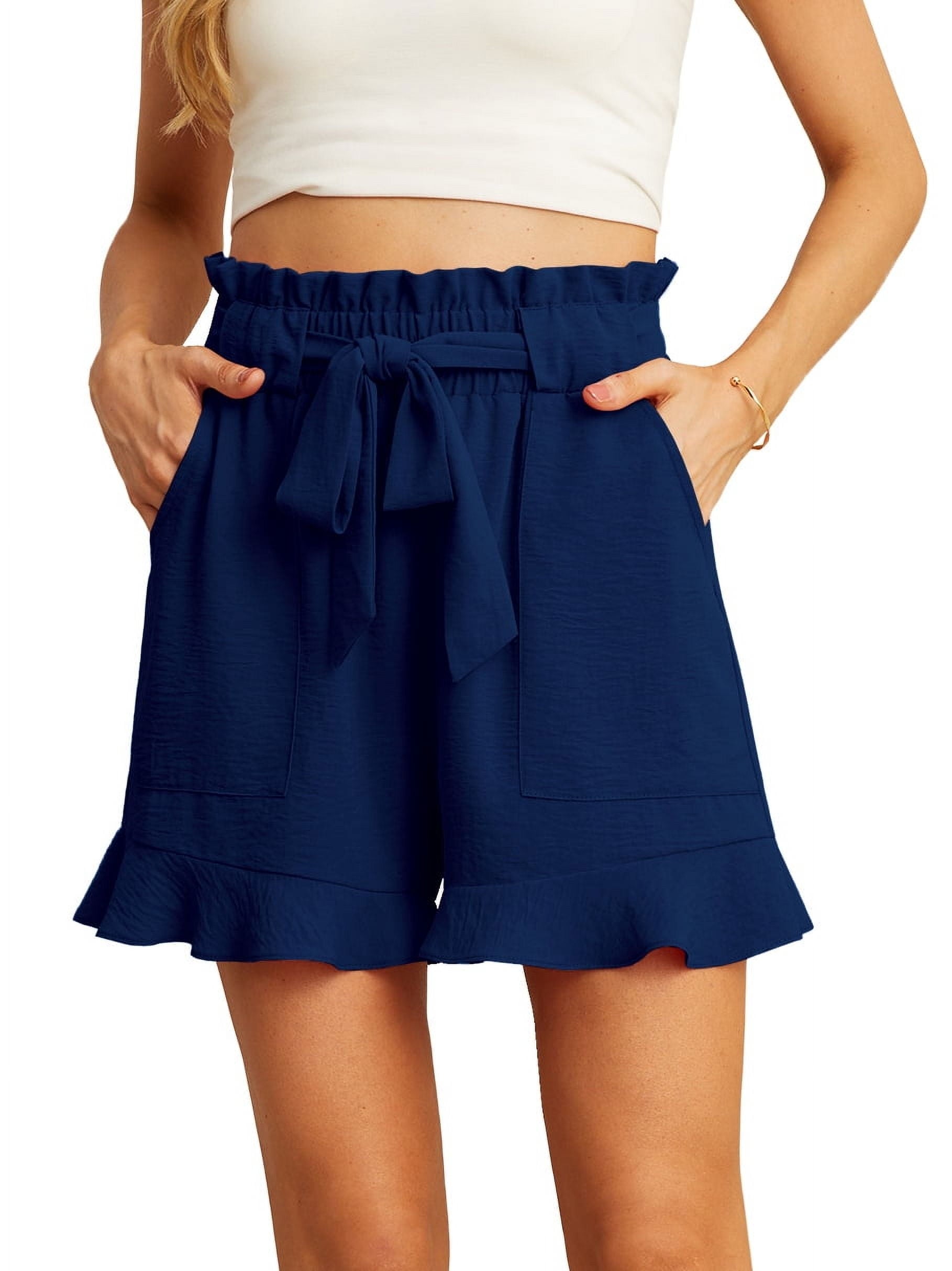 Geplooide shorts met strikceintuur