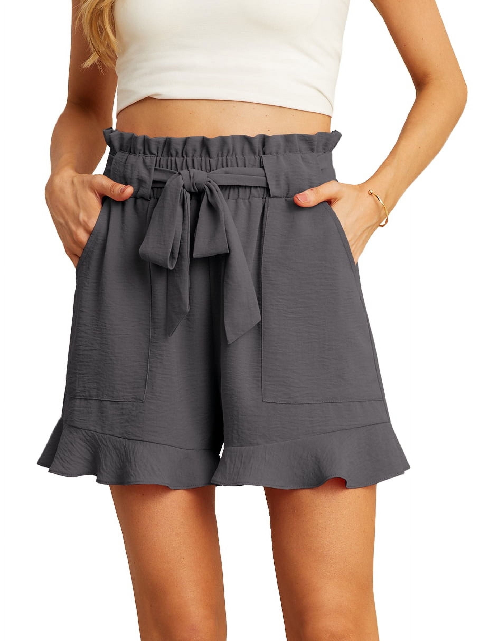 Geplooide shorts met strikceintuur