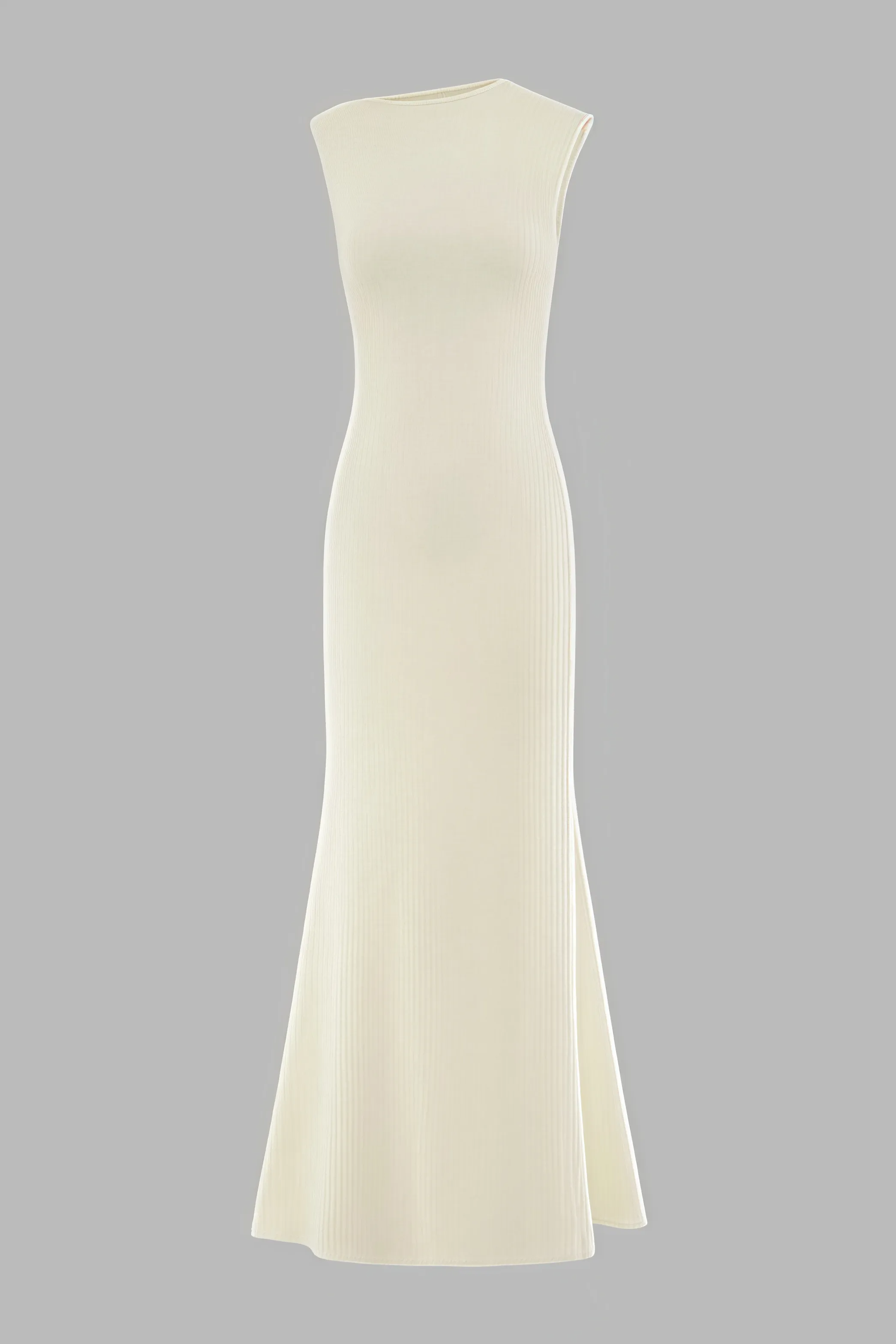 Beige mouwloze maxi-jurk
