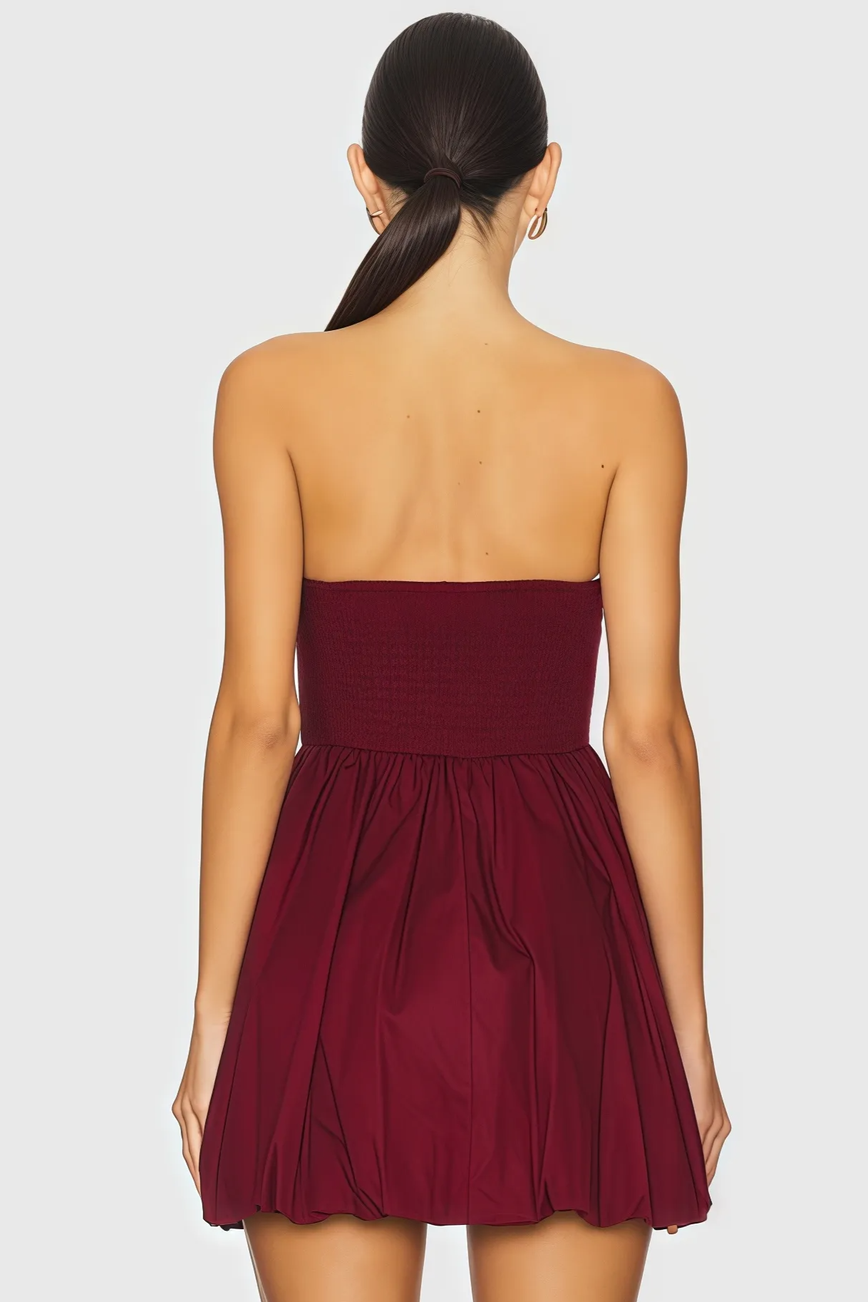 Strapless ballonminijurk met cupdetails