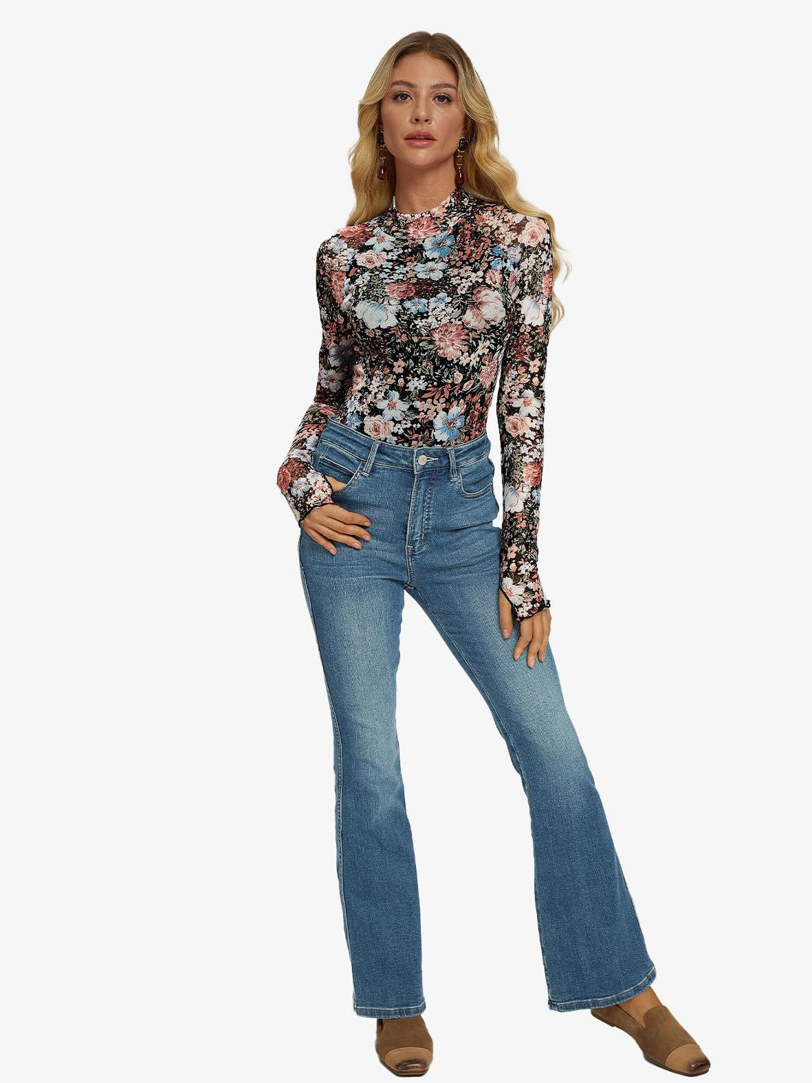 Tryckt skjorta med långärmad tumhål