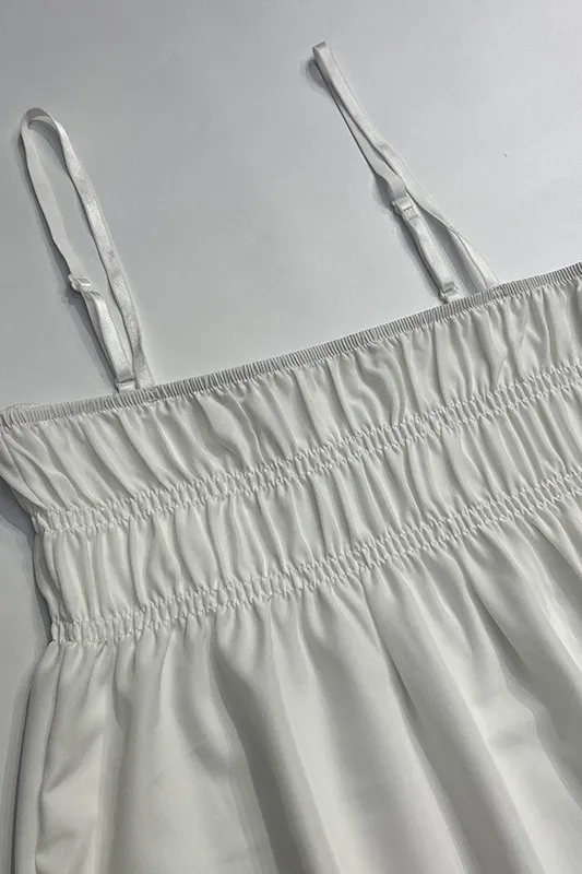 Witte mouwloze halternek maxi-jurk
