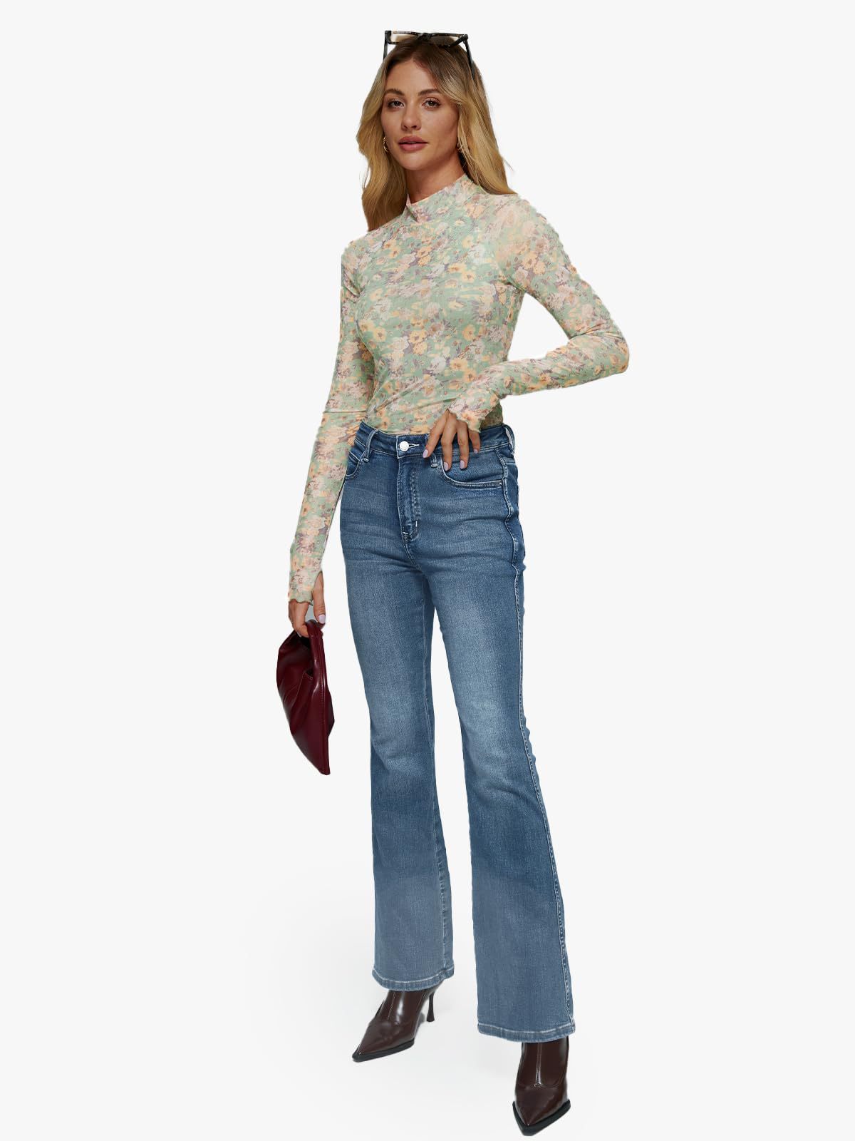 Tryckt skjorta med långärmad tumhål