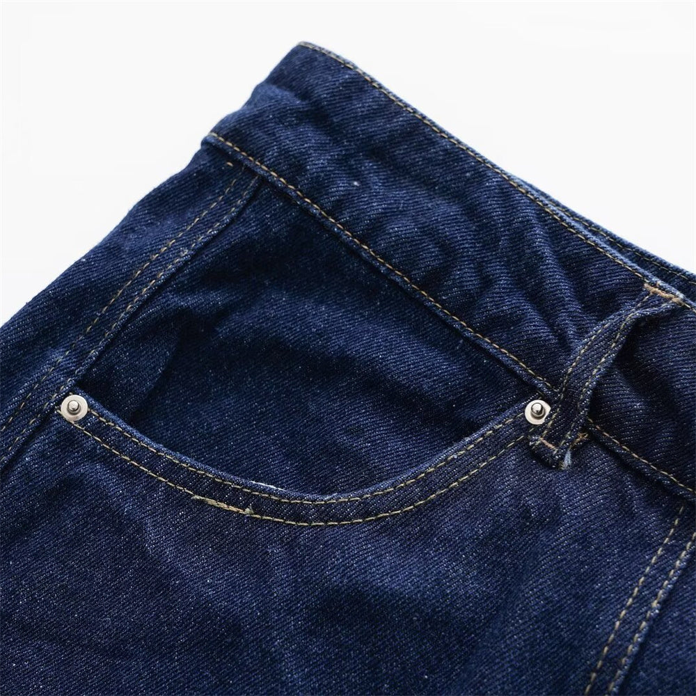 Donkerblauwe Denim Skort