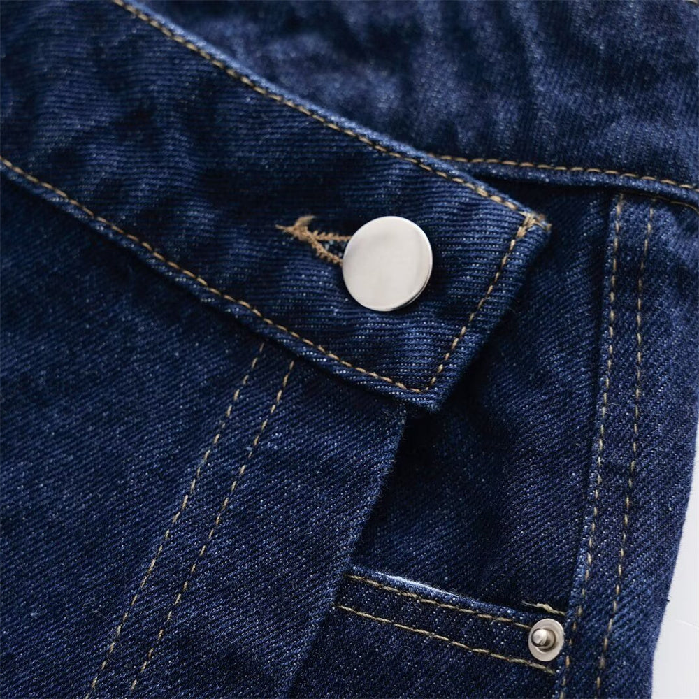 Donkerblauwe Denim Skort
