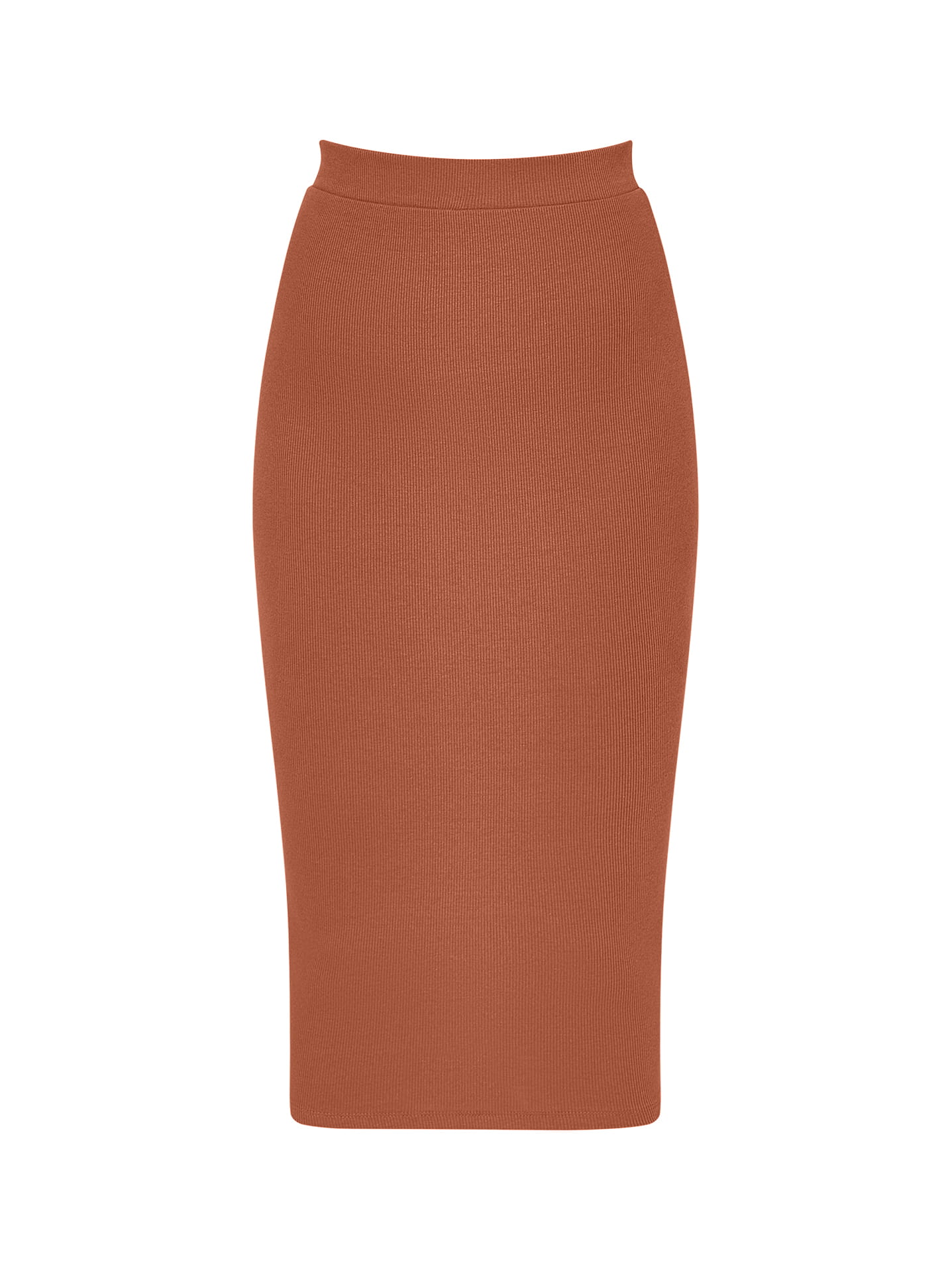Ribgebreide Midi-Rok in Caramel