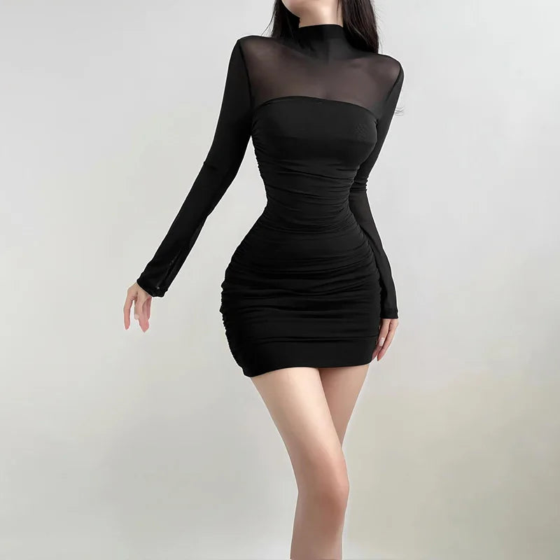 Genomskinlig svart bodycon-klänning