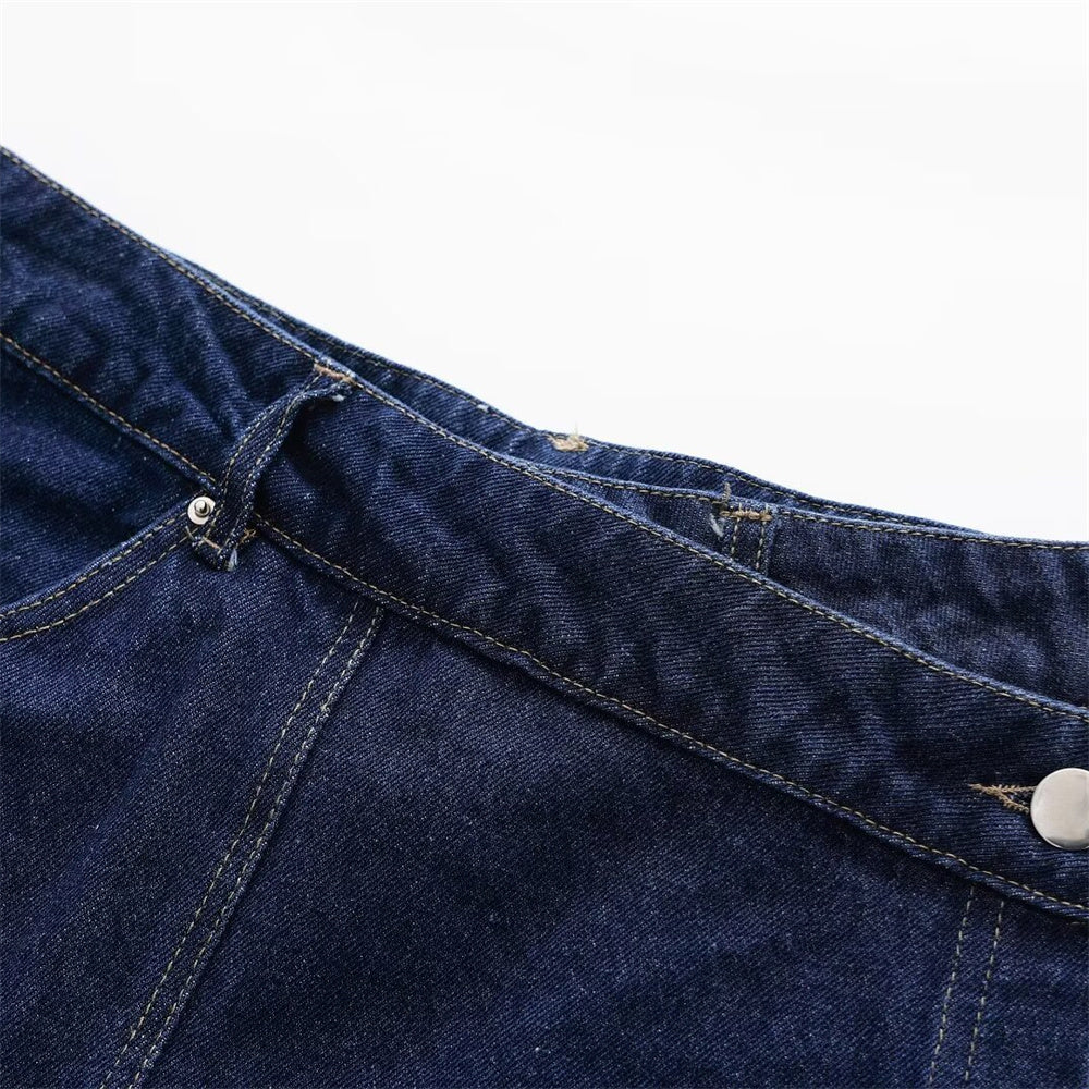 Donkerblauwe Denim Skort