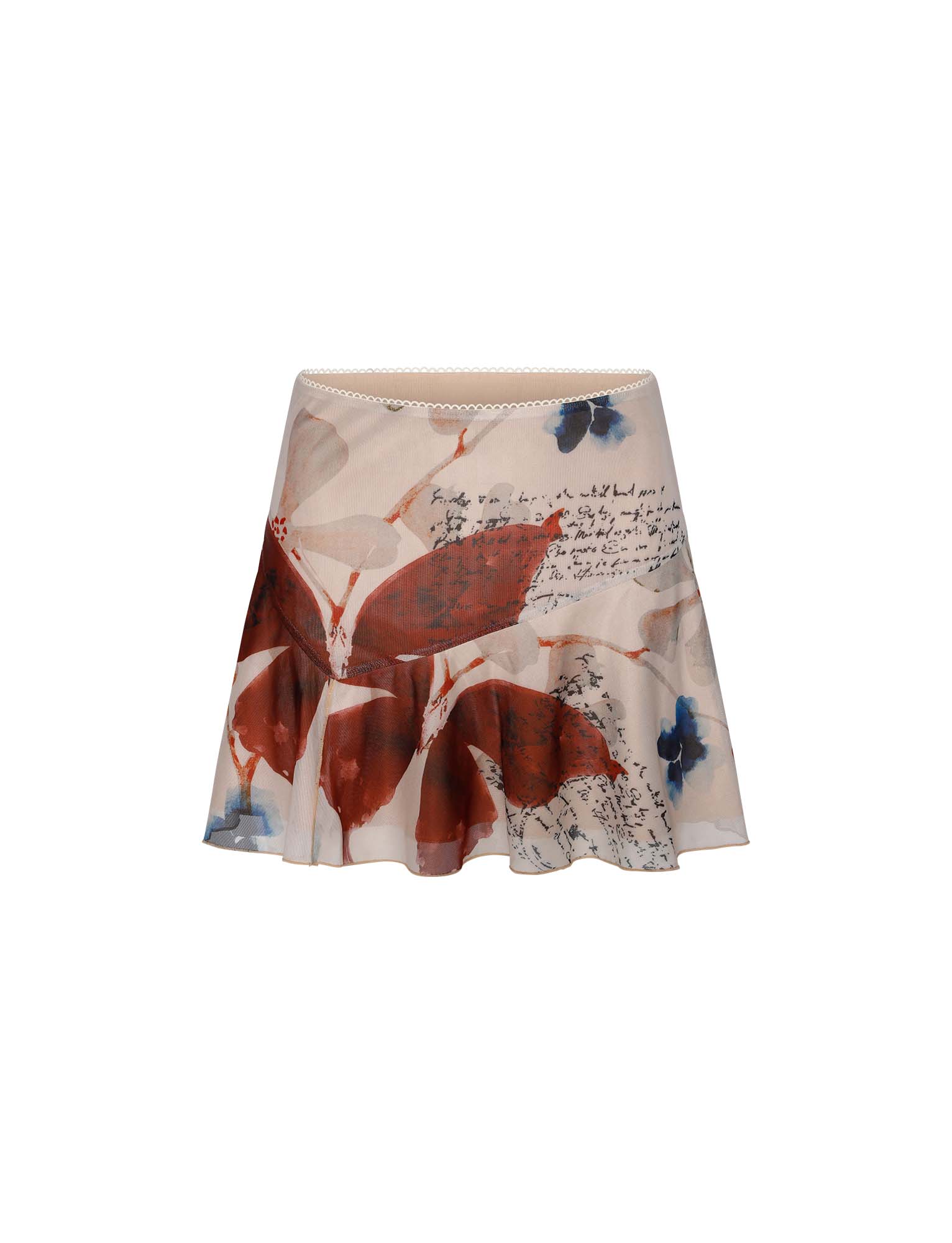 Blommig beige topp med minikjol