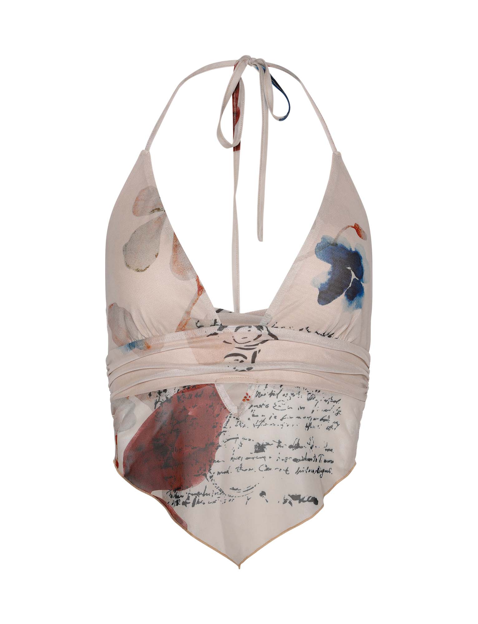 Blommig beige topp med minikjol