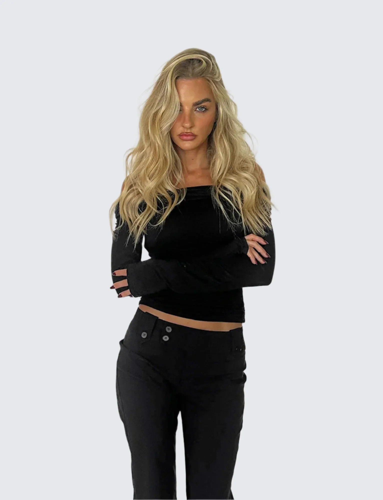 Chic off shoulders topp med ryggutskärning