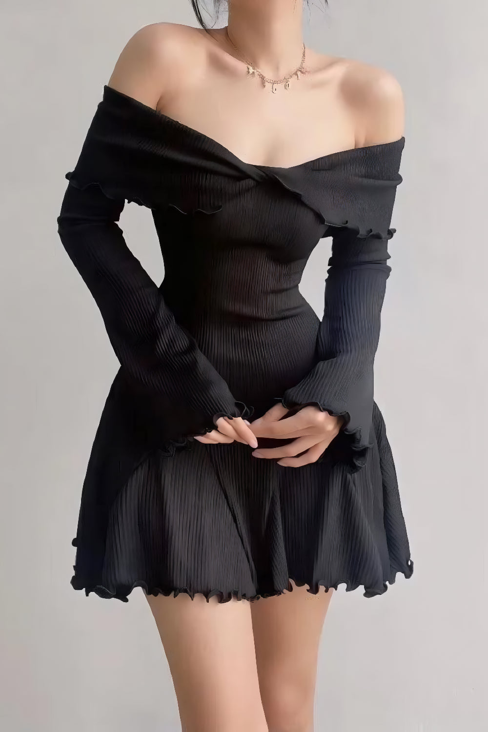 ELENA OFF-SHOULDER GEBREIDE JURK