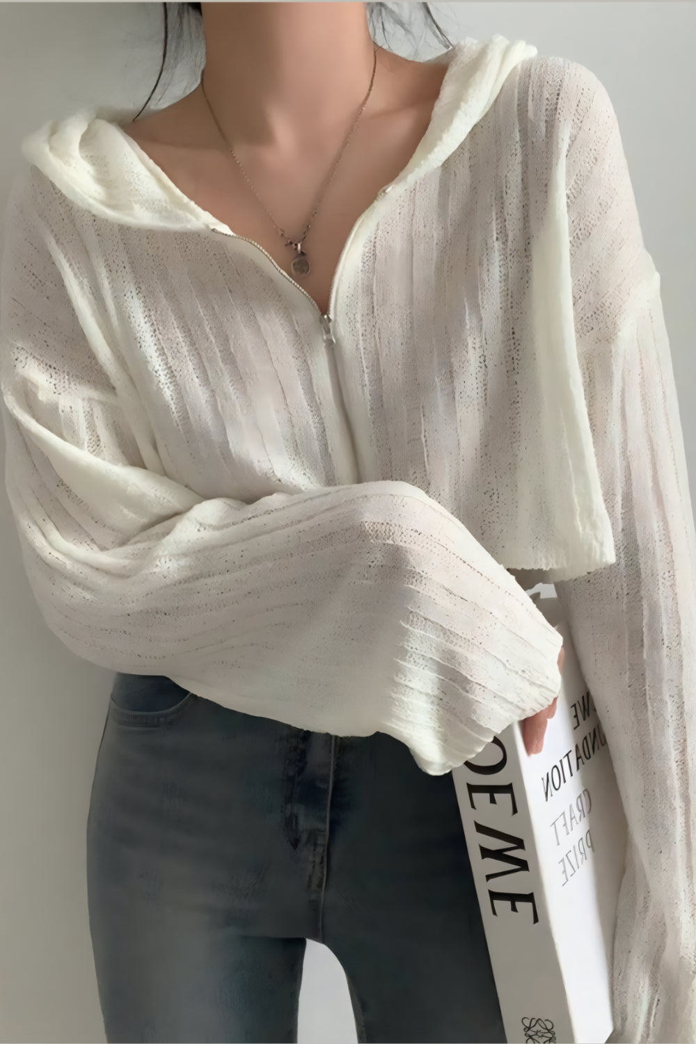 Mira Semi-Transparante Zip Hoodie