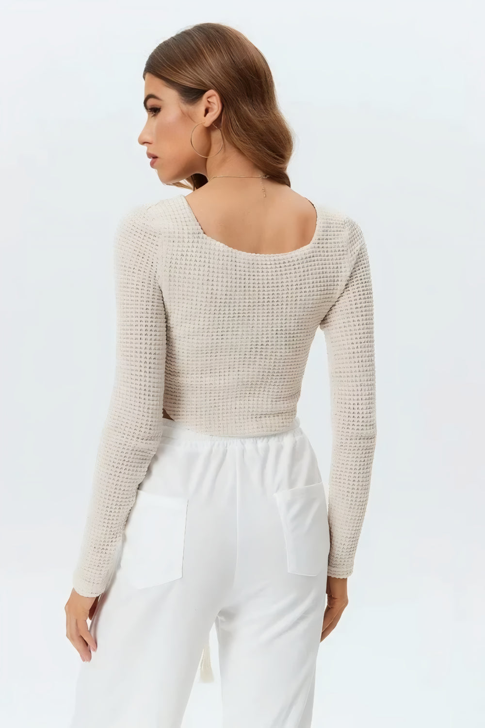 LYRA GECROPTE TOP MET VIERKANTE HALS