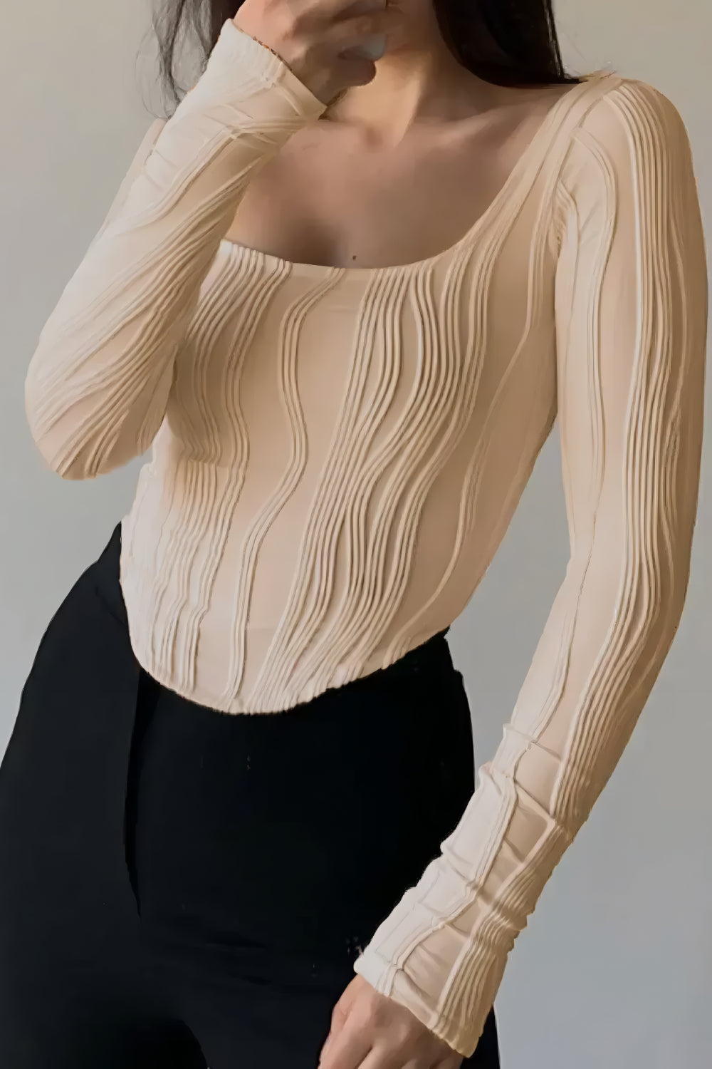 VALENTINA U-HALS FISHBONE SLIM TOP