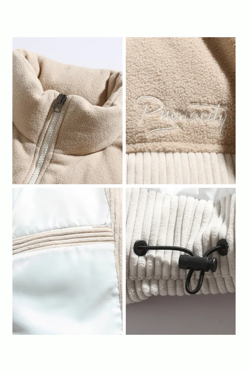 Unisex gewatteerd jack met Hoge Kraag