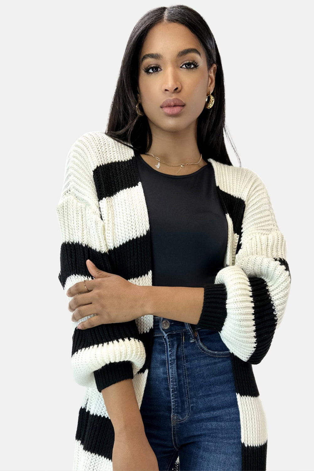 Tijdloze Geruite Cardigan met Lanternmouwen