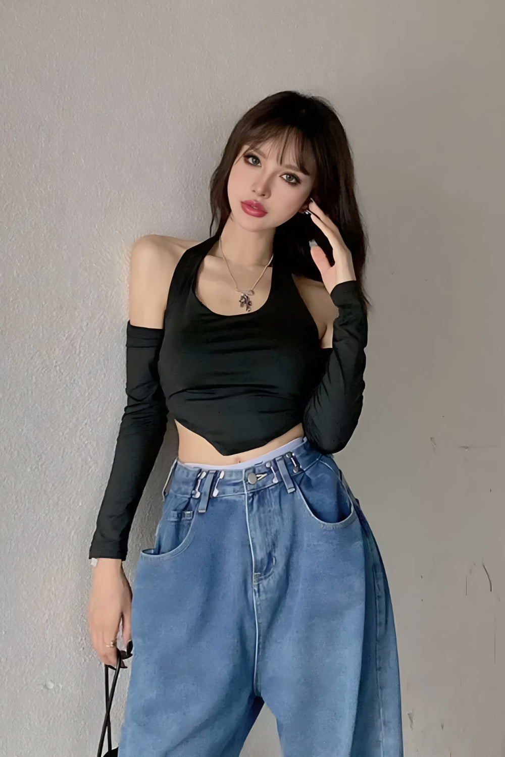 VALERIE HALTERNEK LANGE MOUWEN TOP