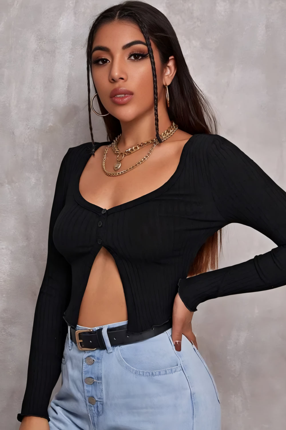 SIENNA GECROPTE VEST MET KNOOPSLUITING