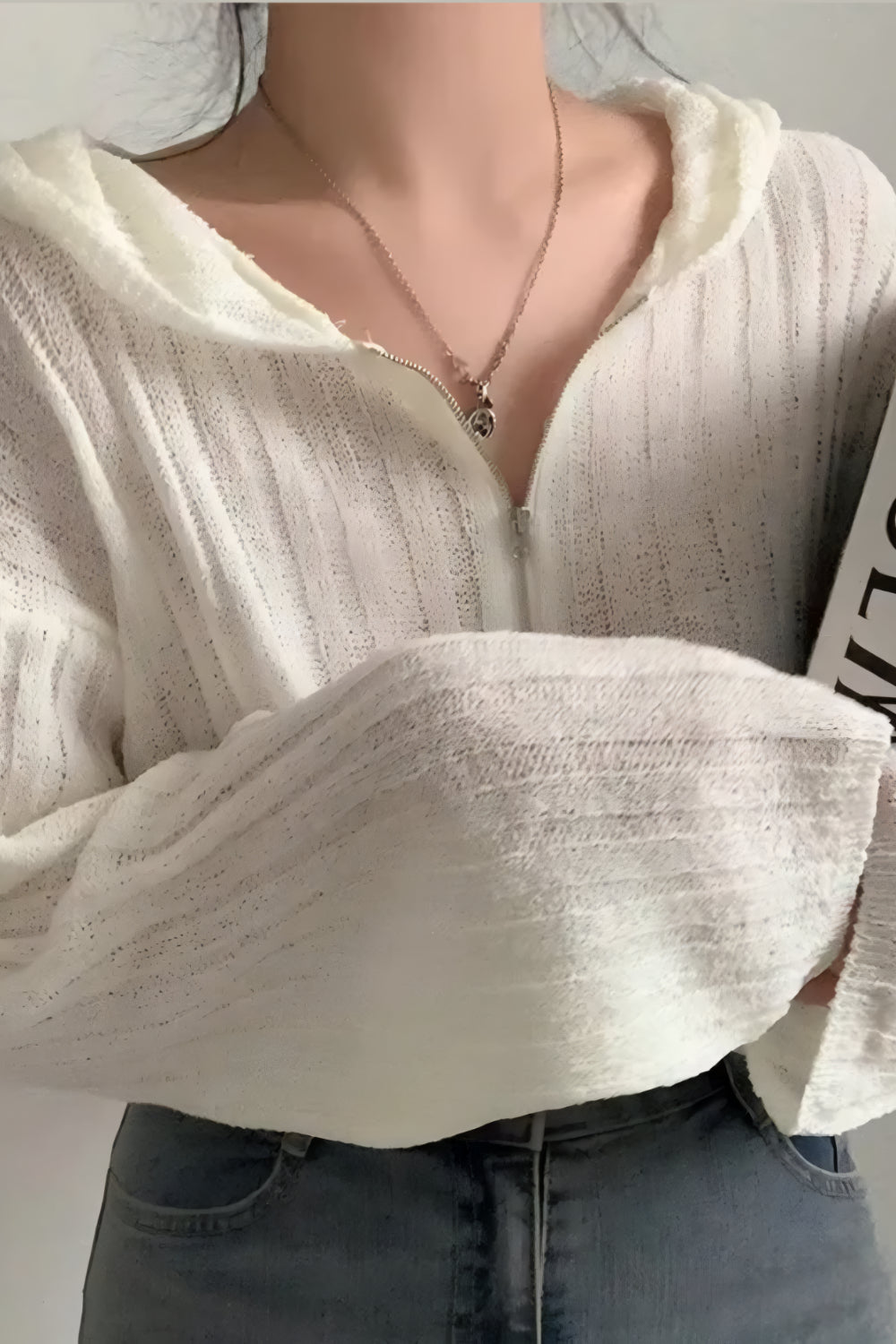 Mira Semi-Transparante Zip Hoodie