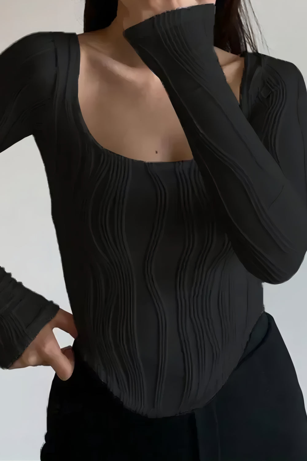 VALENTINA U-HALS FISHBONE SLIM TOP