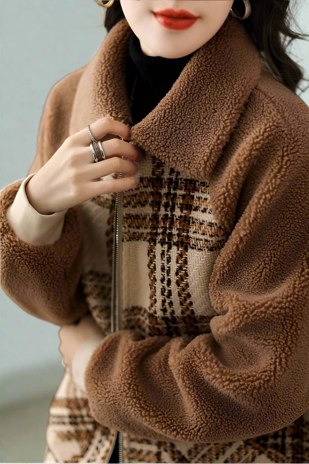 Bruin geruit raglanjack