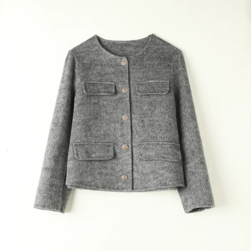 Grå elegant cardigan i ull