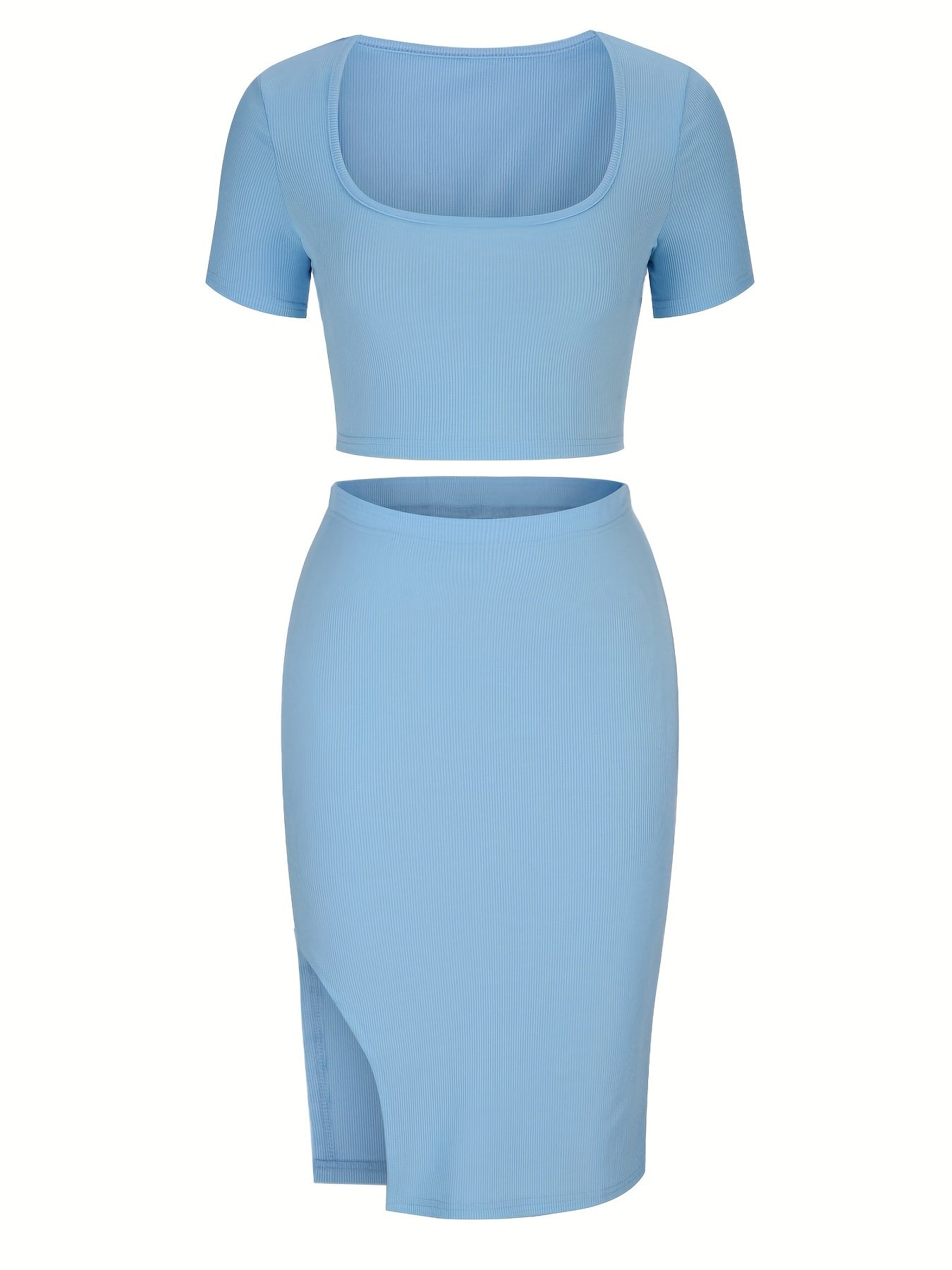 Crop top med fyrkantig halsringning och figurnära kjol