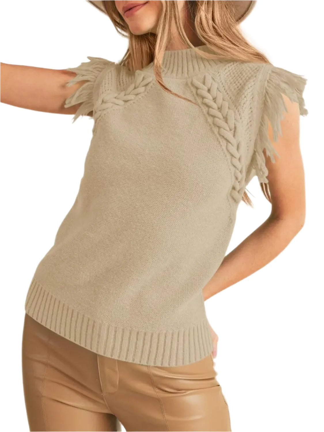 Casual stickad ärmlös tröja