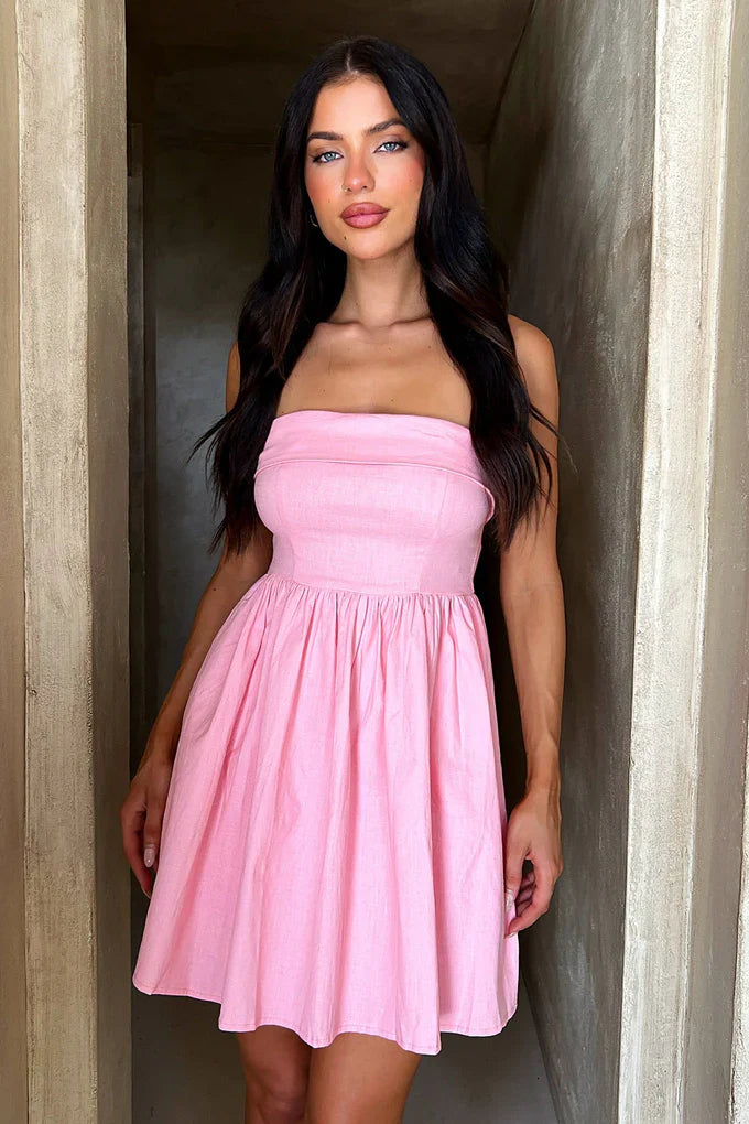 Roze Strapless Zomerjurk