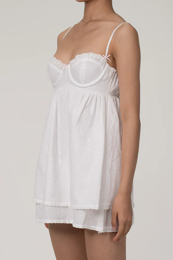 Witte Babydoll Mini Jurk