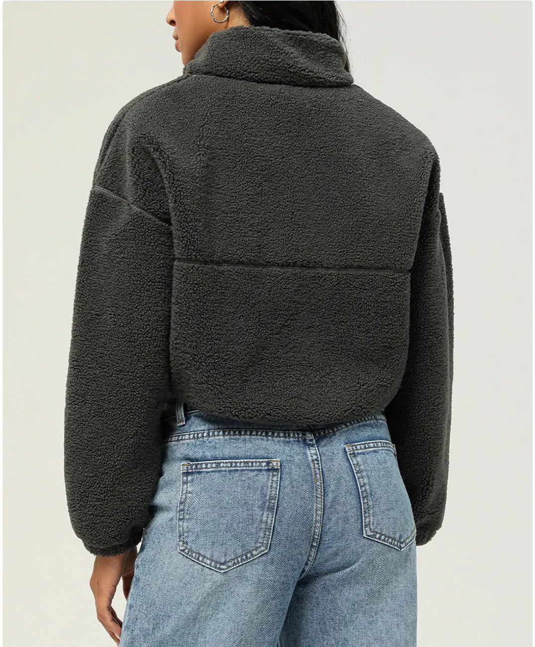 Tjock fleecetoppjacka i plysch